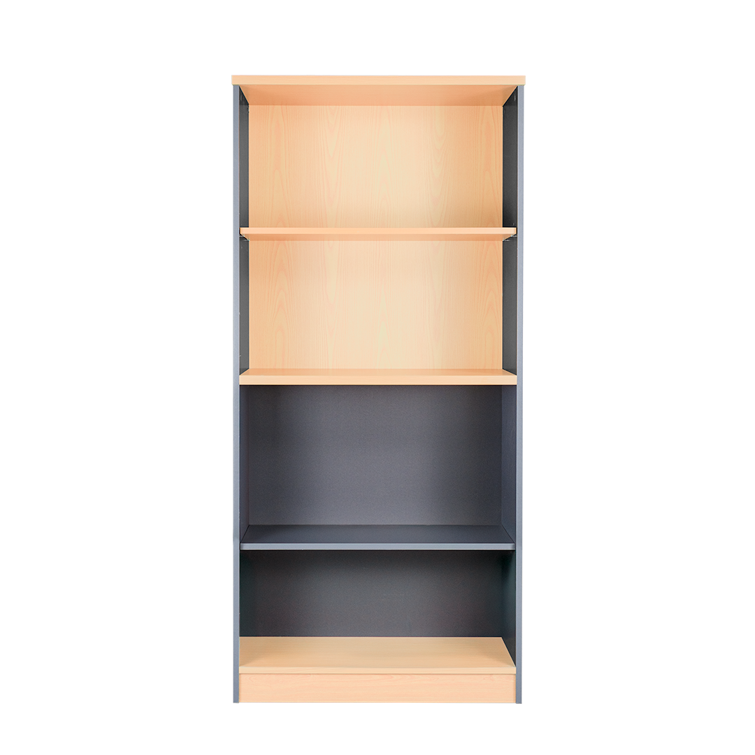 Estante Arnmario Abierto 173 X 80 X 40 cm. Laminado Compacto. Color Maple y Grafito